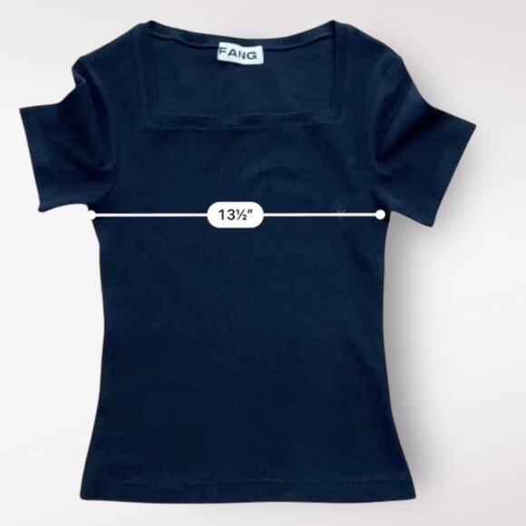 Fang Essential Square Neck Ribbed Tee‎ Mens Size Small Black Basic - Picture 4 of 8